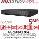 iDS-7208HQHI-M1/XT(STD) - HIKVISION 8 CHANNEL 1080P ACUSENSE DVR