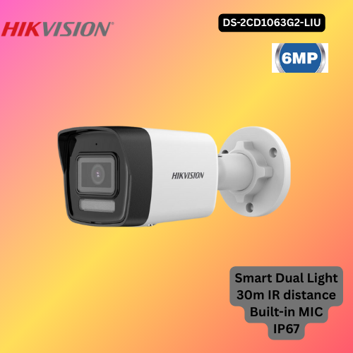 nn2GtDl.png DS-2CD1063G2-LIU - HIKVISION 6 MP Smart Hybrid Light Fixed Bullet Network Camera - الصورة 1